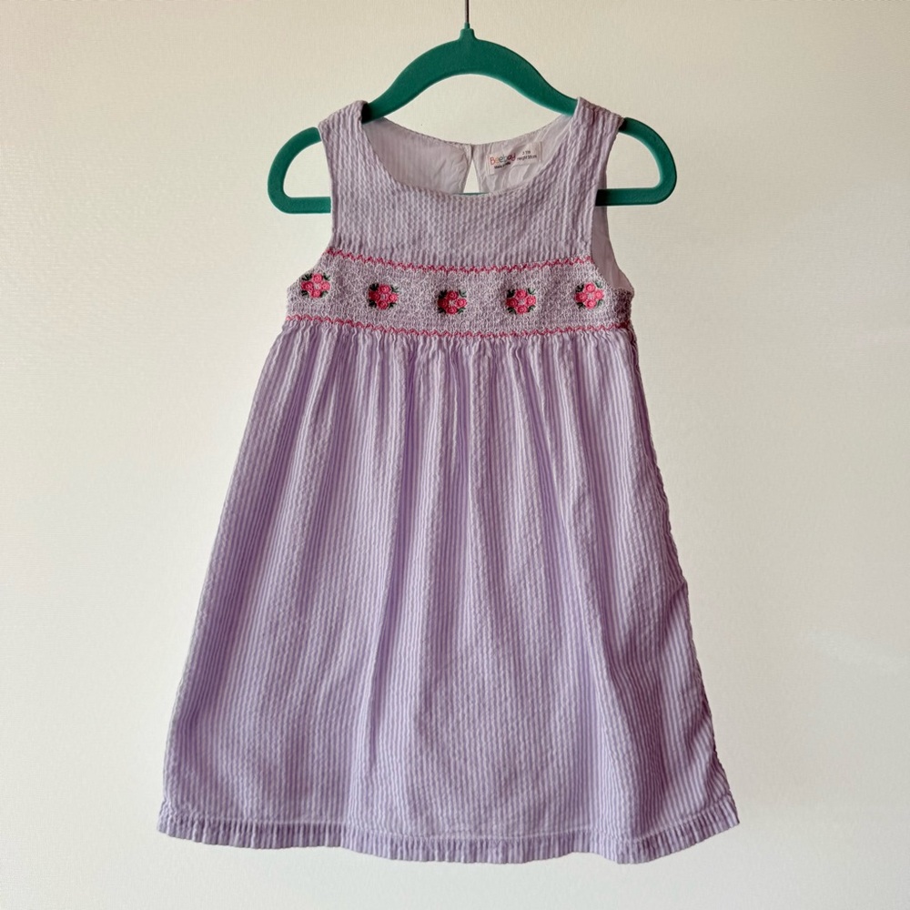 Lavender Toddler Dress with Floral Embroidery